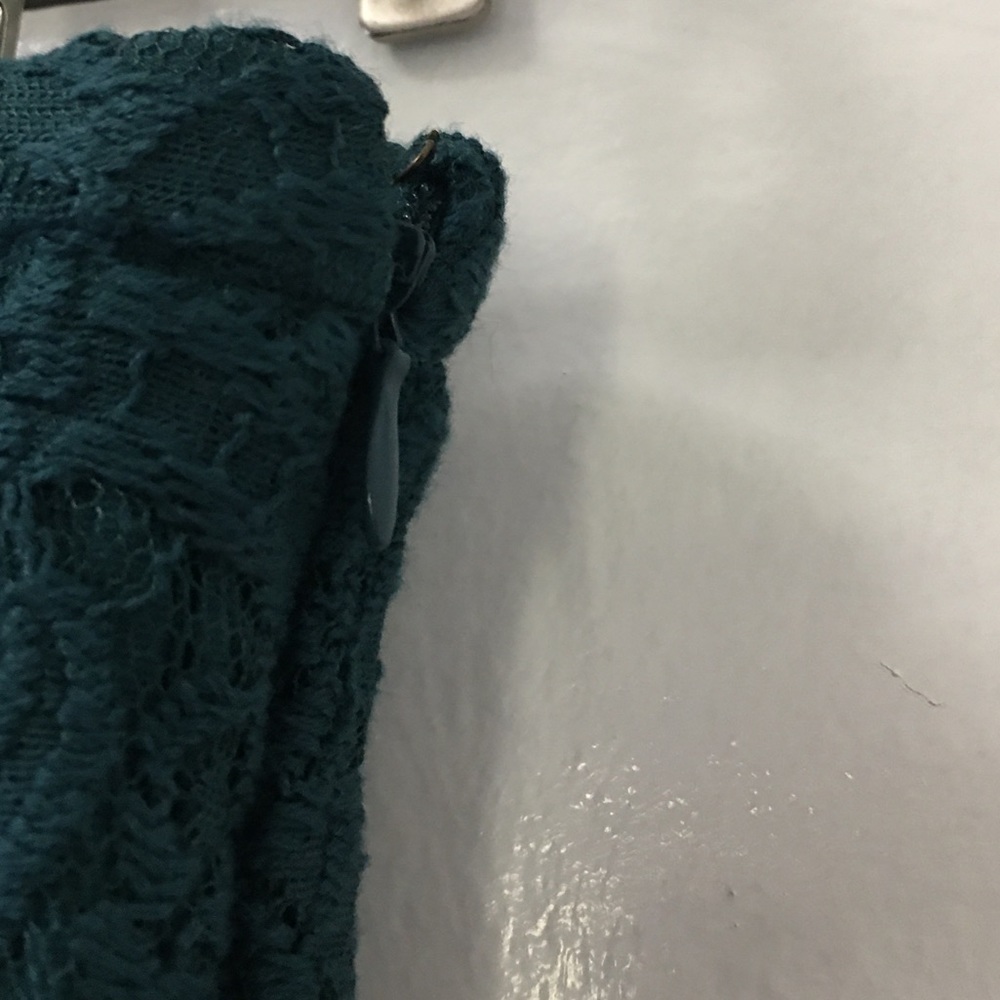 Anthropologie Teal Lace Asymmetrical Hem Skirt - Picture 5 of 10